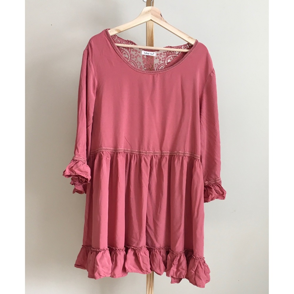 Indigo Soul Pink Lace Trim Tunic Size 2XL